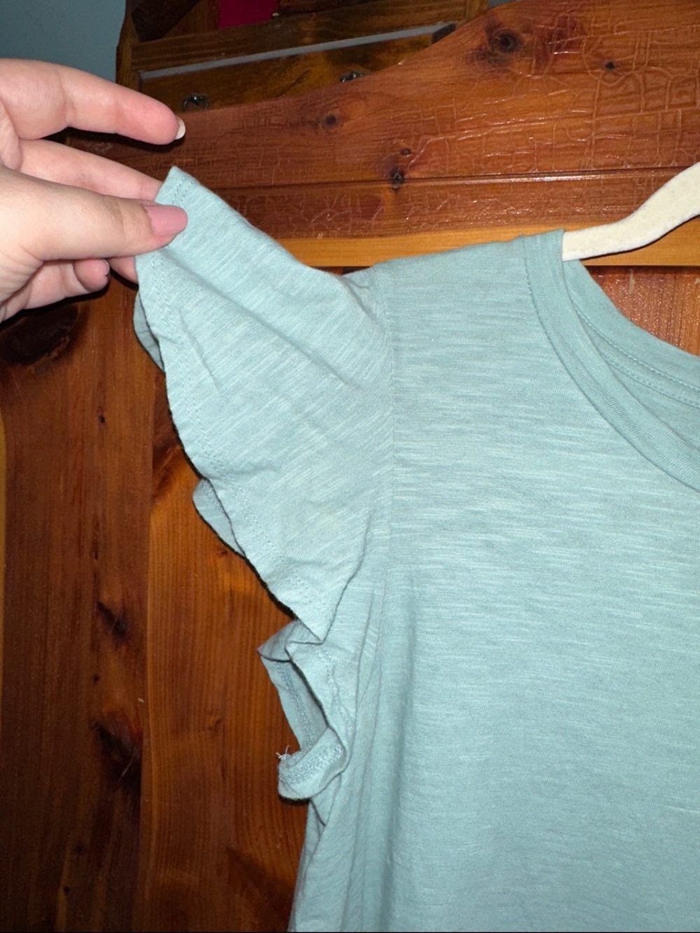 Altar’d State Light Blue Ruffle Sleeve Tee - Picture 2 of 4